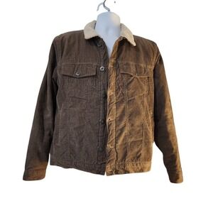 Soul Star England Corduroy Sherpa Jacket Mens Medium Brown Workwear Coat